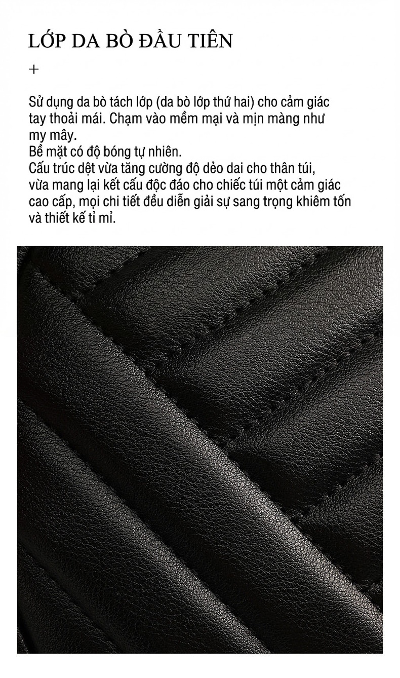Túi Đeo Chéo Nữ Da Thật Dáng Tròn Trám Dây Xích Đeo Vai Phong Cách Thời Trang Màu Đen, Kem chi tiết 5