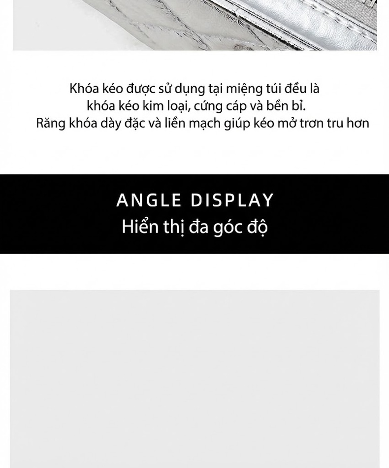 Túi Đeo Chéo Nữ Da Thật Dáng Vuông Nhỏ Quai Xích Màu Bạc chi tiết 12