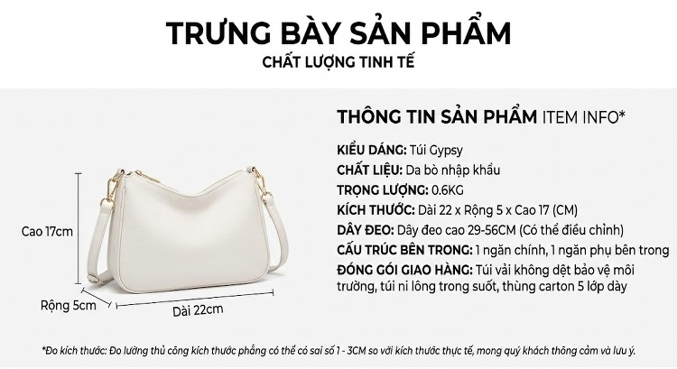 Túi Đeo Chéo Nữ Da Thật Dáng Yên Ngựa Phong Cách Retro Màu Nâu, Trắng, Xám chi tiết 6
