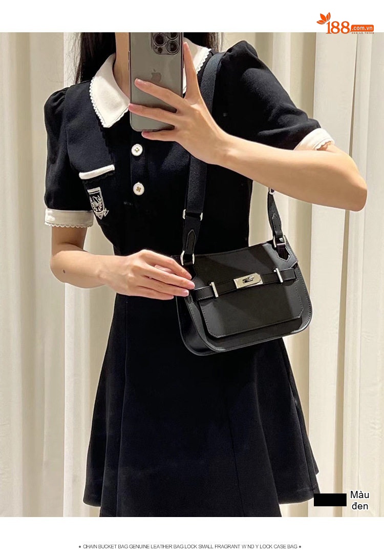 Túi Đeo Chéo Nữ Da Thật Dáng Yên Ngựa Phong Cách Retro Màu Nâu, Trắng, Xám chi tiết 19