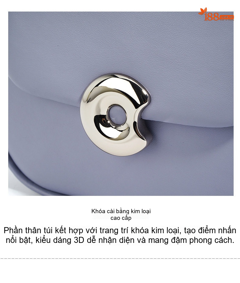 Túi Đeo Chéo Nữ Da Thật Dáng Yên Ngựa Phong Cách Tiểu Thư Màu Đỏ, Tím, Trắng, Xanh... chi tiết 15