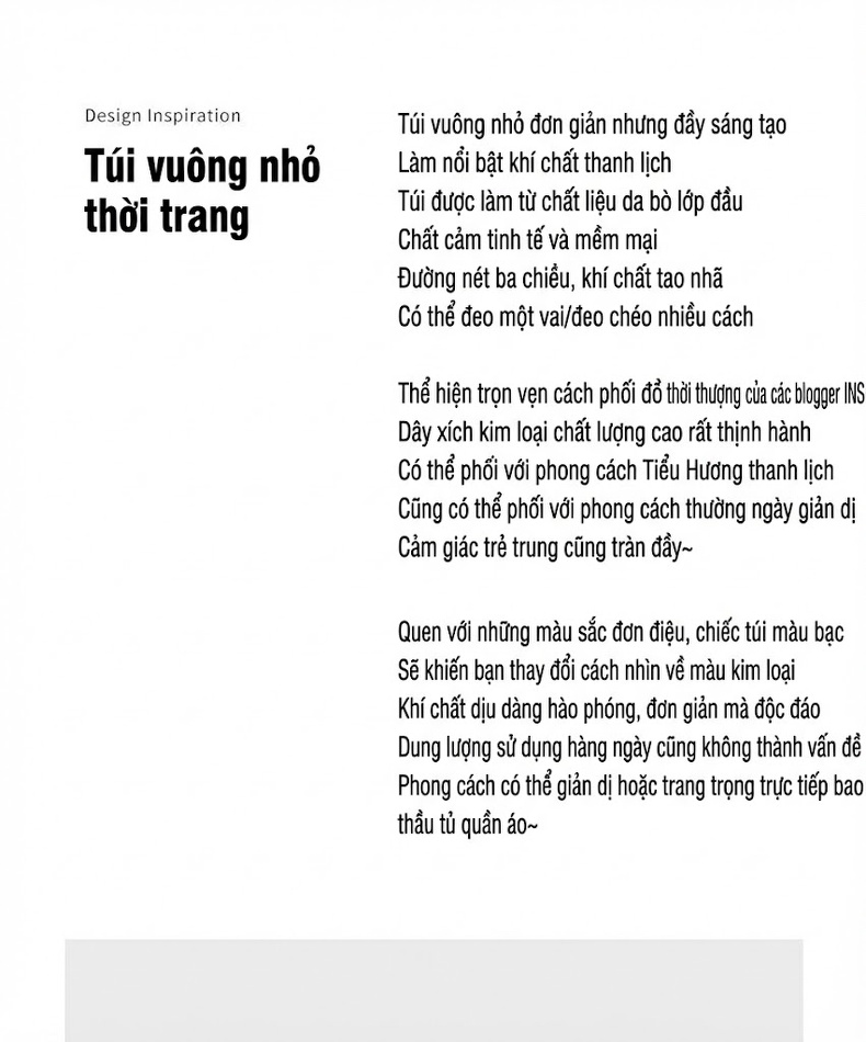 Túi Đeo Chéo Nữ Da Thật Dây Xích Hình Hộp Chữ Nhật Màu Bạc chi tiết 1