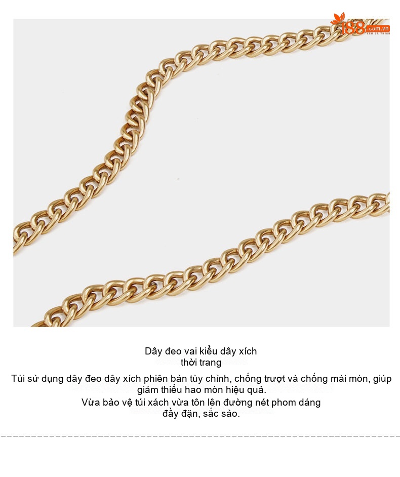 Túi Đeo Chéo Nữ Da Thật Gập Ly Dây Xích Túi Kẹp Nách Nhiều Ngăn Màu Đen, Trắng Kem chi tiết 9