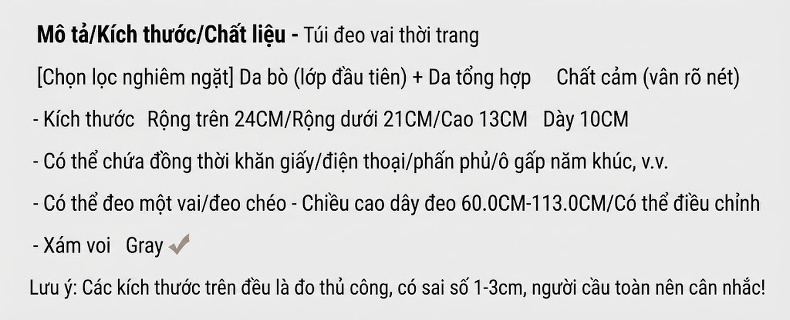 Túi Đeo Chéo Nữ Da Thật Kiểu Dáng Túi Kẹp Nách Thời Trang chi tiết 2