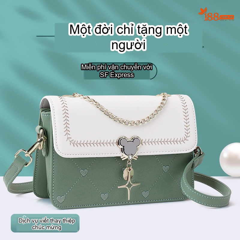 Túi Đeo Chéo Nữ Da Thật Kiểu Túi Kẹp Nách Mini Màu Trắng, Xanh Dương, Xanh Lá