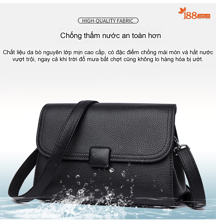 Túi Đeo Chéo Nữ Da Thật Mềm Mại Kiểu Dáng Vuông Nhỏ Nhiều Ngăn Phong Cách Tối Giản Màu Đen, Nâu chi tiết 10