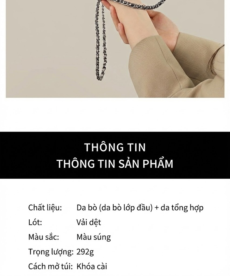 Túi Đeo Chéo Nữ Da Thật Mini Dáng Cloud Bag Đeo Vai Phong Cách Hàn Quốc Màu Bạc chi tiết 6