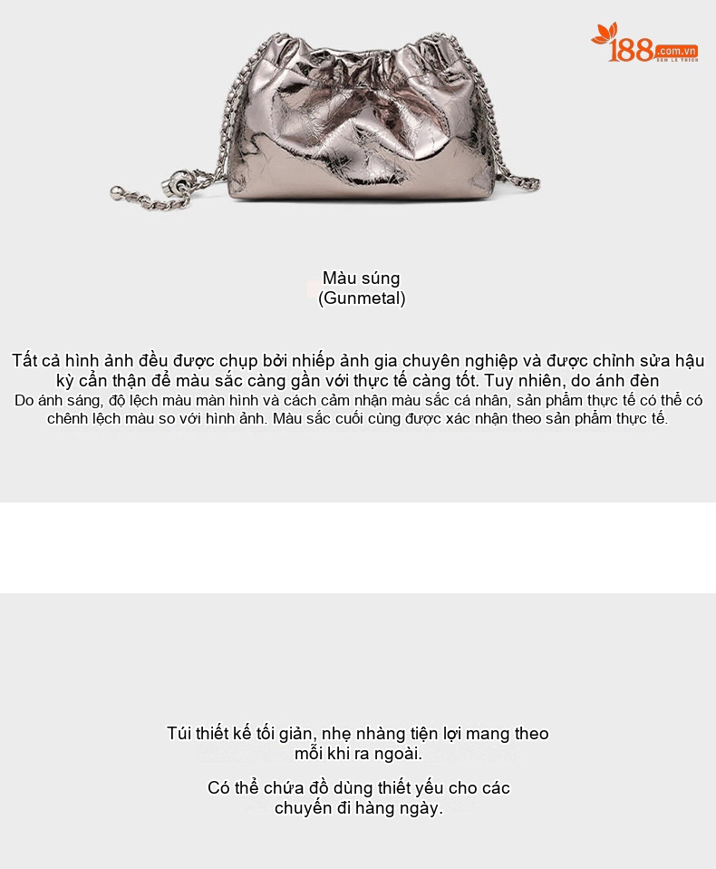 Túi Đeo Chéo Nữ Da Thật Mini Dáng Cloud Bag Đeo Vai Phong Cách Hàn Quốc Màu Bạc chi tiết 9
