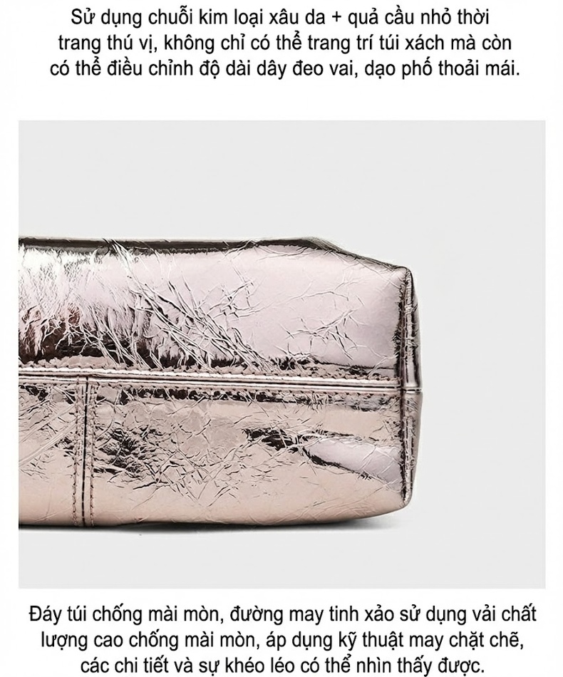 Túi Đeo Chéo Nữ Da Thật Mini Dáng Cloud Bag Đeo Vai Phong Cách Hàn Quốc Màu Bạc chi tiết 15