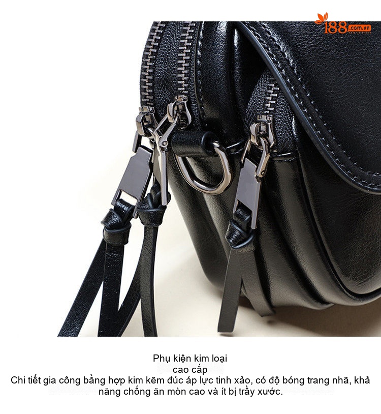 Túi Đeo Chéo Nữ Da Thật Mini Đeo Vai Phong Cách Thời Trang Màu Đen, Nâu chi tiết 22