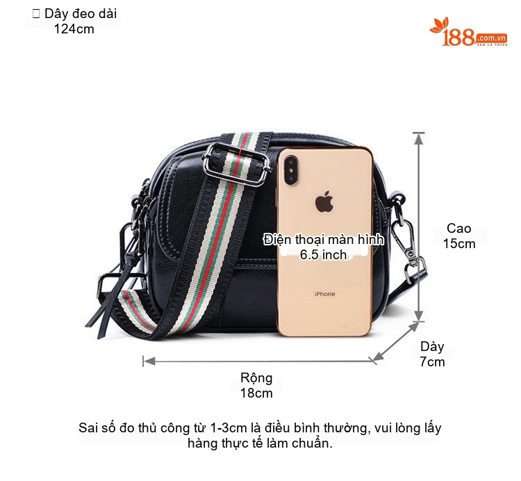 Túi Đeo Chéo Nữ Da Thật Mini Đeo Vai Phong Cách Thời Trang Màu Đen, Nâu chi tiết 28