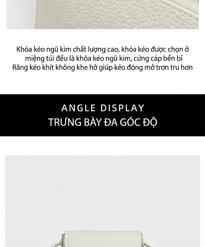 Túi Đeo Chéo Nữ Da Thật Mini Đựng Điện Thoại Phong Cách Hàn Quốc Màu Nâu, Trắng chi tiết 11