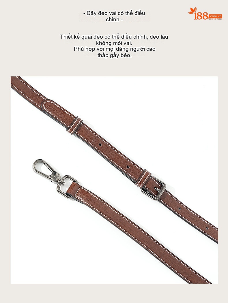 Túi Đeo Chéo Nữ Da Thật Mini Nhiều Ngăn Nhẹ Phong Cách Hàn Quốc Màu Nâu, Xanh Navy, Trắng, Đen... chi tiết 21