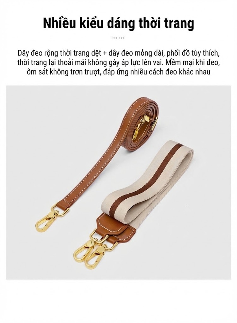 Túi Đeo Chéo Nữ Da Thật Mini Nhỏ Gọn Đeo Vai Xách Tay Màu Nâu, Be chi tiết 8