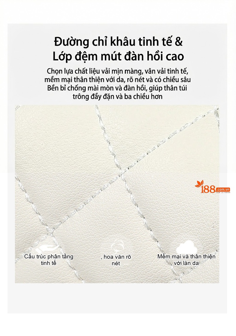 Túi Đeo Chéo Nữ Da Thật Mini Thiết Kế Hình Hộp Phối Dây Xích Màu Trắng chi tiết 5