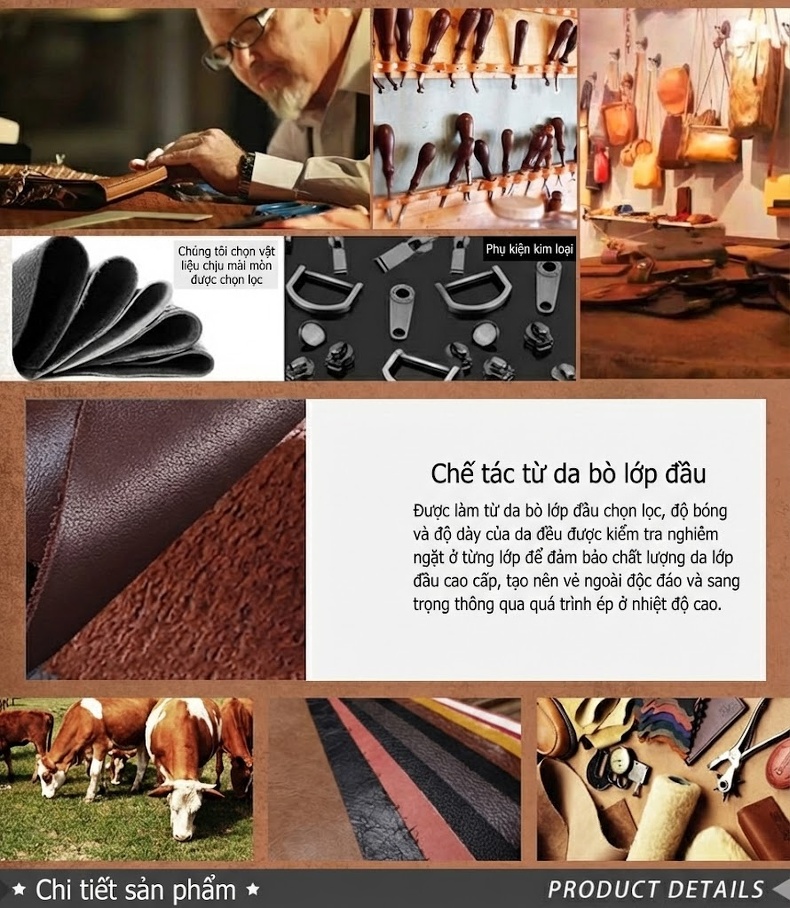 Túi Đeo Chéo Nữ Da Thật Phong Cách Cổ Điển Màu Nâu chi tiết 3