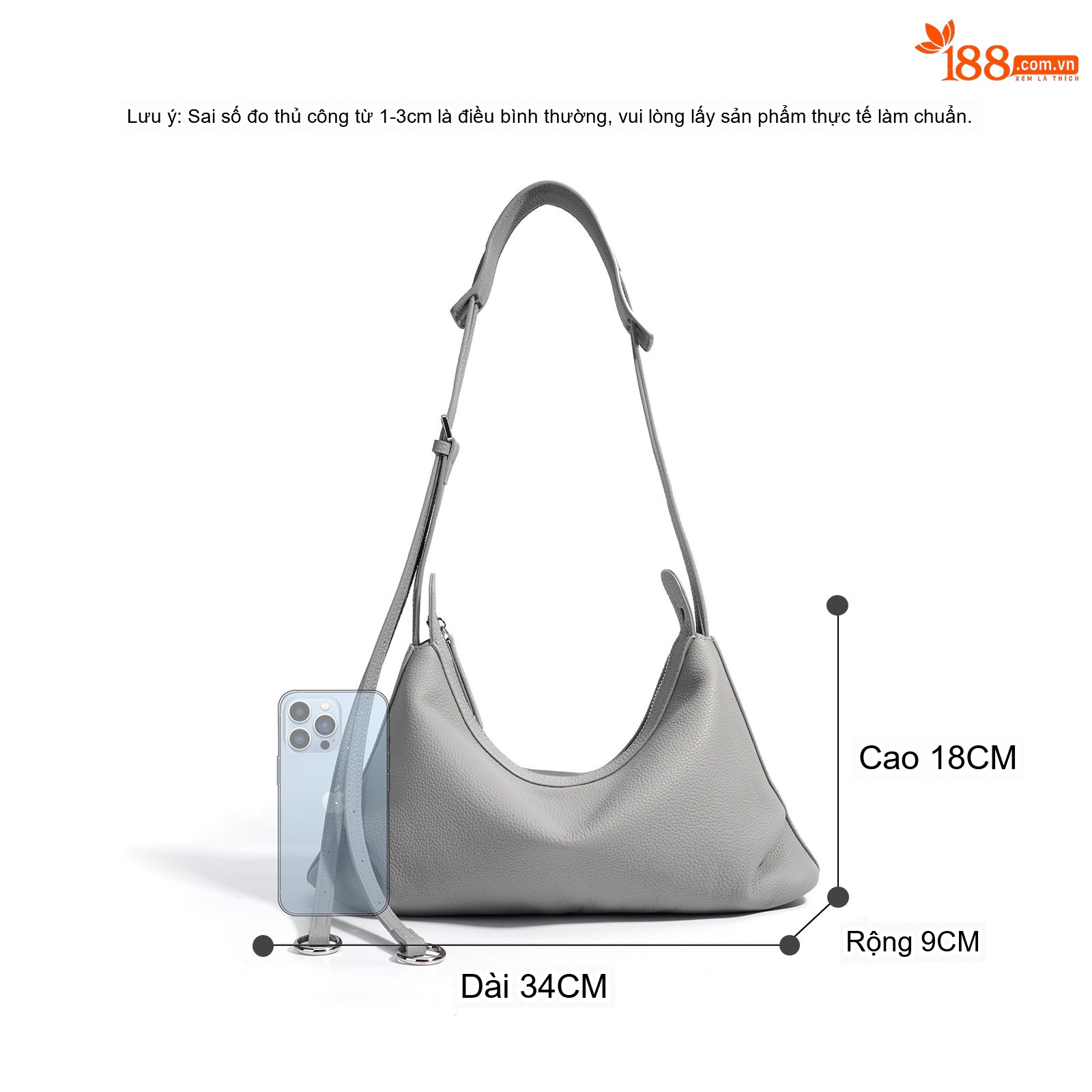 Túi Đeo Chéo Nữ Da Thật Sức Chứa Lớn Phong Cách Hàn Quốc Màu Xám