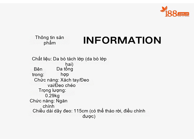 Túi Đeo Chéo Nữ Da Thật Thiết Kế Capsule Khóa Gài Phong Cách Tối Giản Màu Nâu, Trắng, Đen chi tiết 6