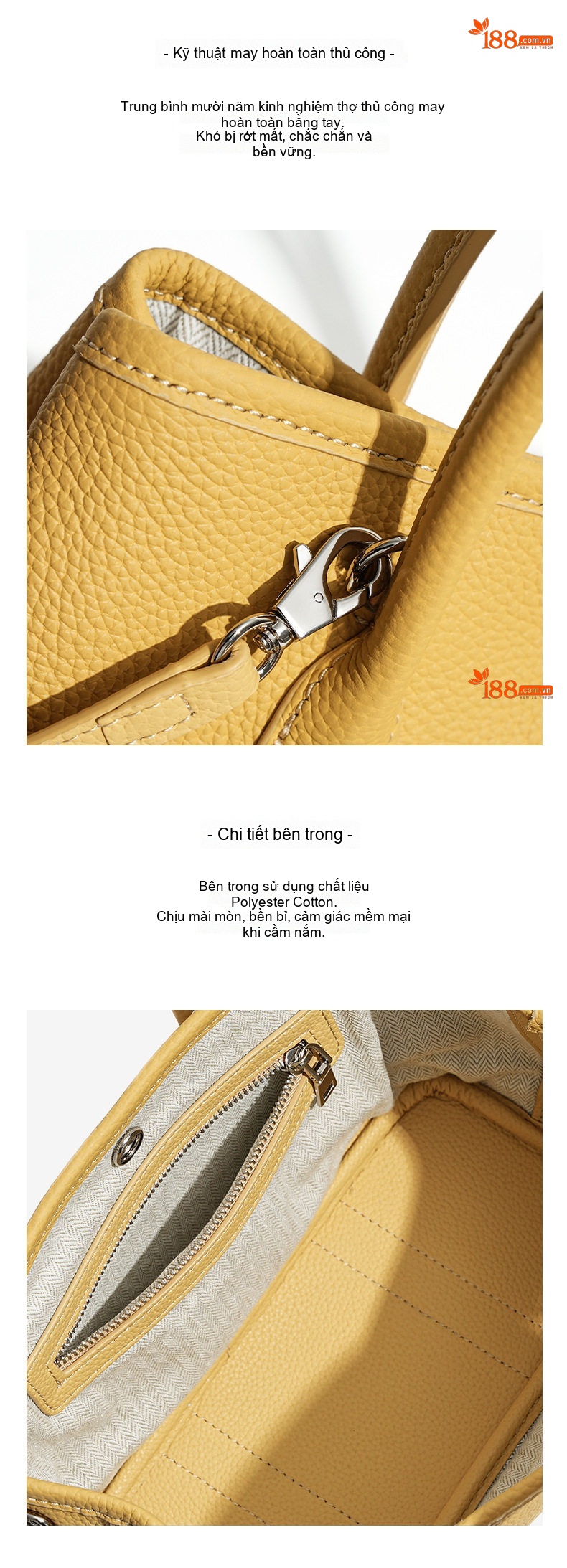 Túi Đeo Chéo Nữ Da Thật Thiết Kế Mini Cao Cấp Màu Vàng, Kem, Nâu chi tiết 22