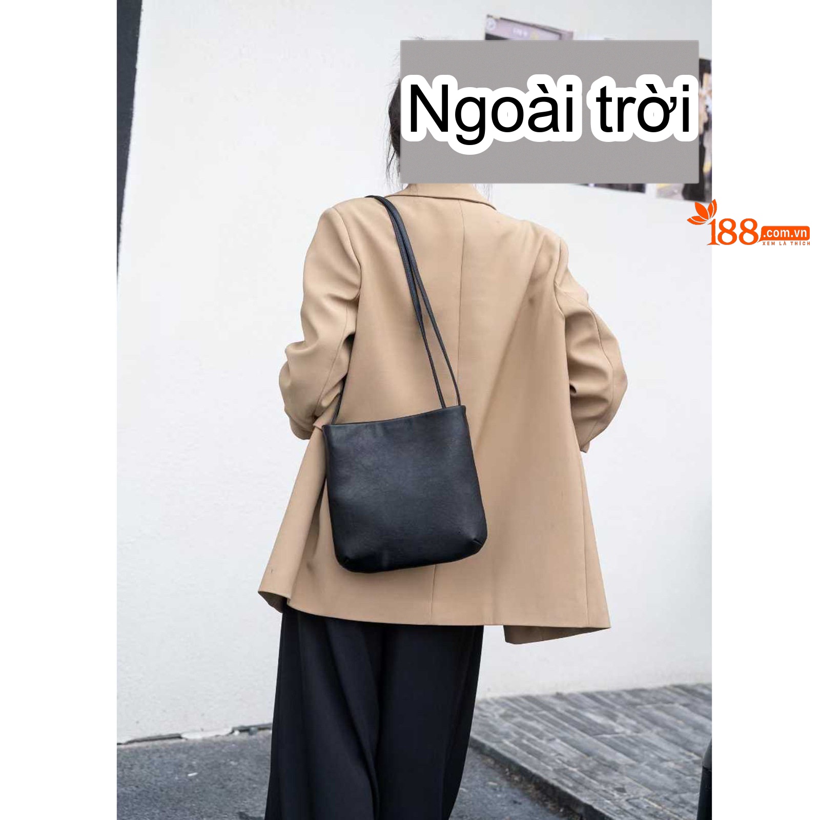 Túi Đeo Chéo Nữ Da Thật Thiết Kế Tối Giản Dáng Túi Bucket Màu Nâu Đỏ chi tiết 5