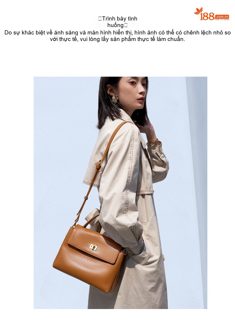 Túi Đeo Chéo Nữ Da Thật Thiết Kế Vintage Thời Trang Màu Đen, Nâu chi tiết 10