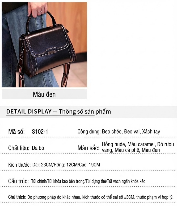 Túi Đeo Chéo Nữ Da Thật Thời Trang Cao Cấp Màu Nâu chi tiết 5