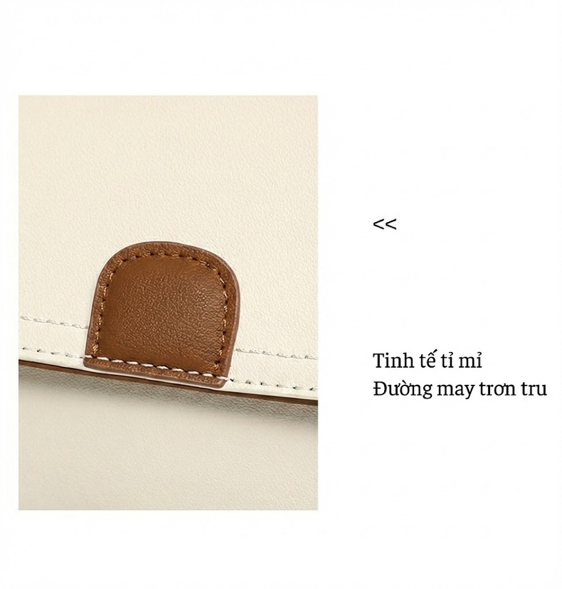 Túi Đeo Chéo Nữ Da Thật Thời Trang Cao Cấp Màu Trắng Kem, Nâu chi tiết 11