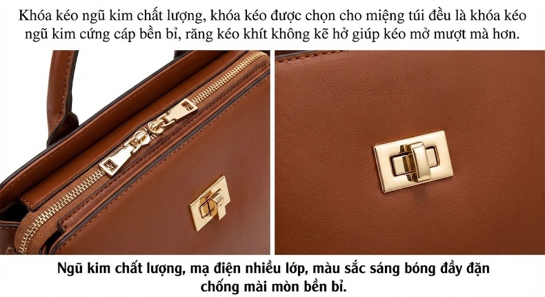 Túi Đeo Chéo Nữ Da Thật Túi Kẹp Nách Vuông Nhỏ Cao Cấp Màu Nâu chi tiết 15
