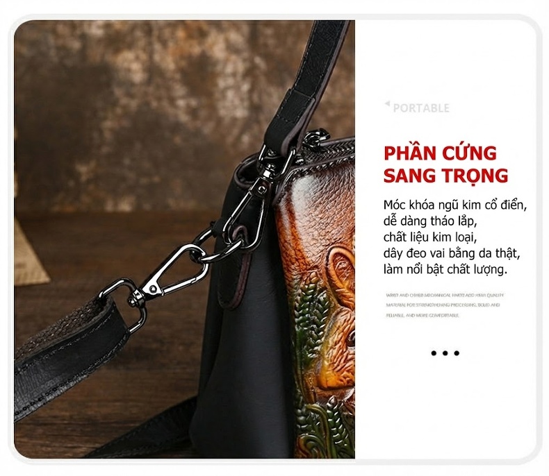 Túi Đeo Chéo Nữ Da Thật Túi Mẹ Bầu Túi Xách Tay Một Bên Vai Cho Người Trung Niên Màu Đen, Nâu chi tiết 17