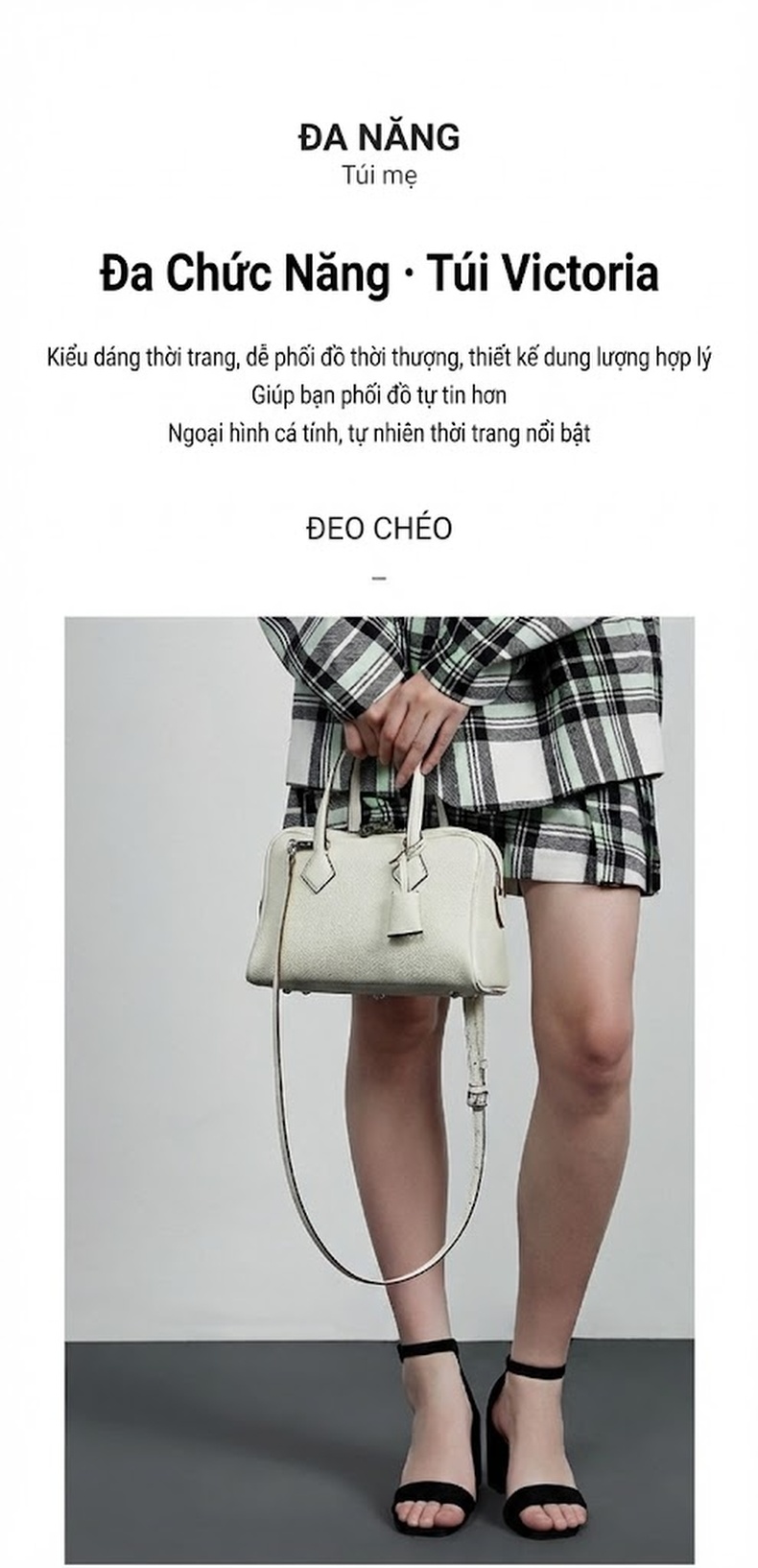 Túi Đeo Chéo Nữ Da Thật Victoria Cao Cấp Phong Cách Công Sở Màu Vàng, Nâu, Xanh Dương, Be chi tiết 2