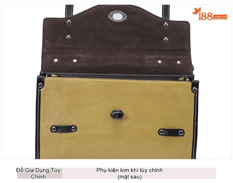Túi Đeo Chéo Nữ Da Thật Vintage Form Hộp Lớn Đựng Vừa A4 Màu Đen, Vàng, Xanh Dương, Xanh Lá chi tiết 18