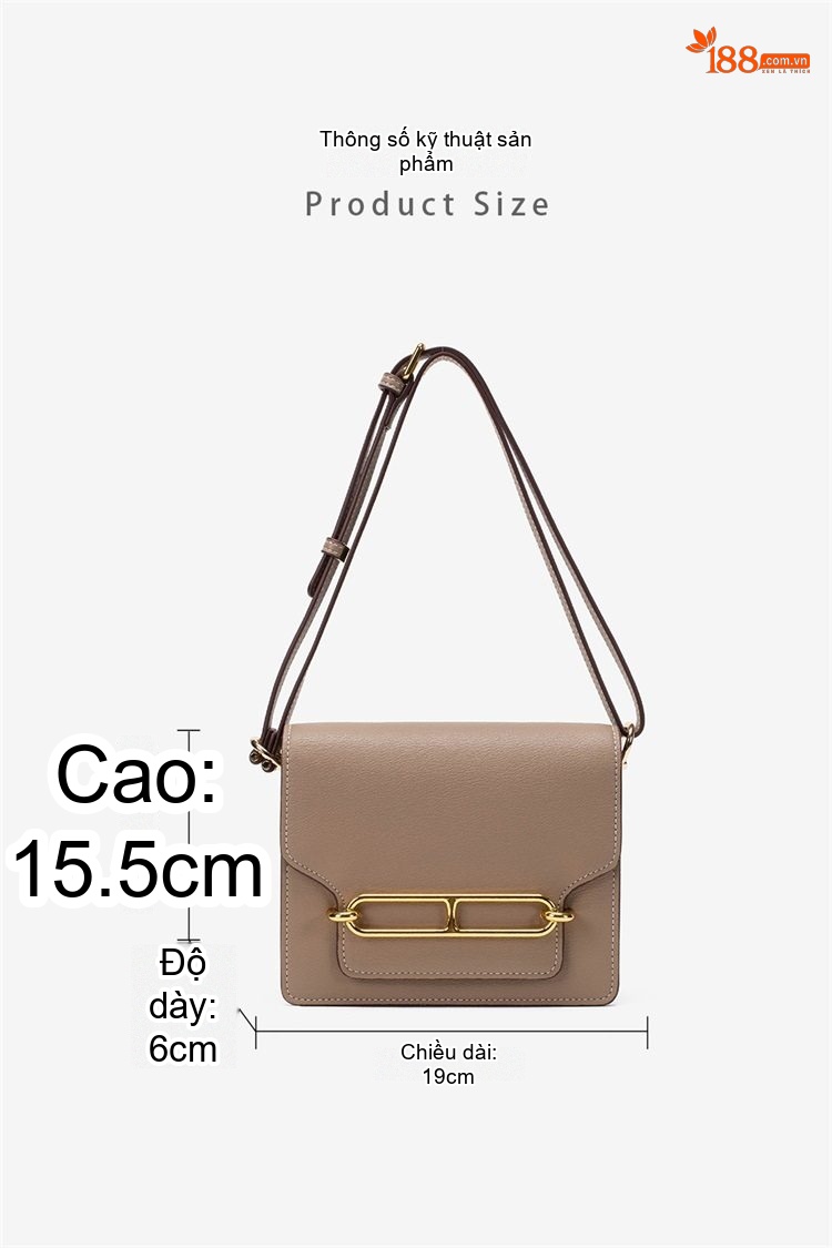 Túi Đeo Chéo Nữ Dáng Hộp Da Bóng Size 19cm Phong Cách Thanh Lịch Màu Nâu, Đen, Trắng... chi tiết 9