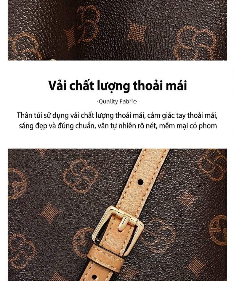 Túi Đeo Chéo Nữ Dáng Thùng Nhỏ Nhắn Quai Xích Da Bóng Màu Nâu chi tiết 9