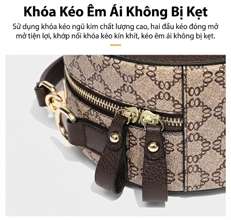 Túi Đeo Chéo Nữ Dáng Tròn Họa Tiết Thời Trang chi tiết 11