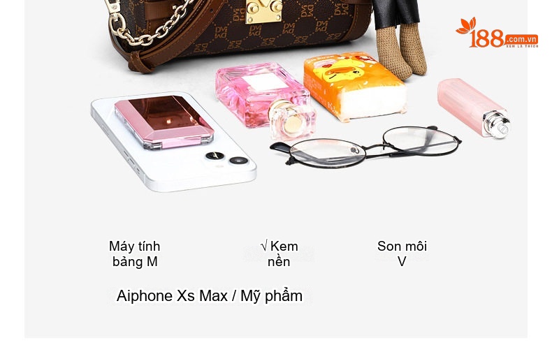 Túi Đeo Chéo Nữ Dáng Trống Mini Có Dây Xích Đeo Vai Màu Nâu chi tiết 21