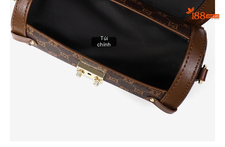 Túi Đeo Chéo Nữ Dáng Trống Mini Có Dây Xích Đeo Vai Màu Nâu chi tiết 23