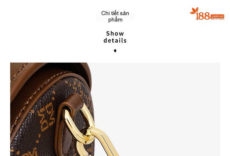 Túi Đeo Chéo Nữ Dáng Trống Mini Có Dây Xích Đeo Vai Màu Nâu chi tiết 24