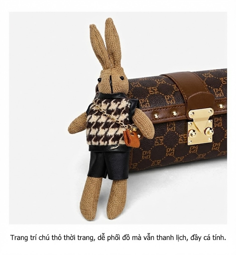 Túi Đeo Chéo Nữ Dáng Trống Mini Có Dây Xích Đeo Vai Màu Nâu chi tiết 26