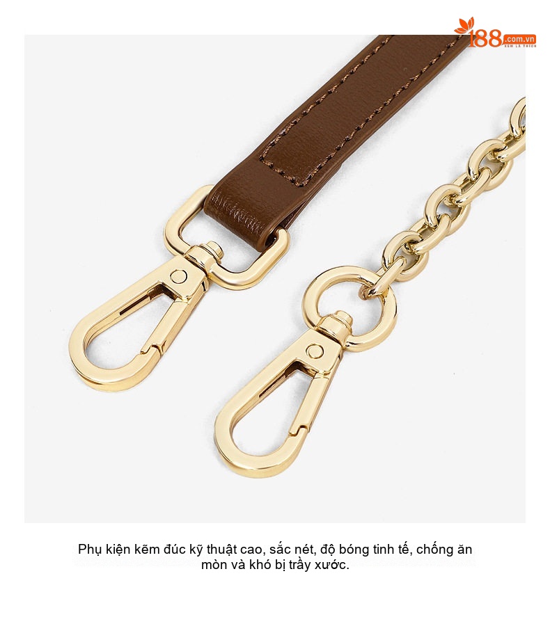 Túi Đeo Chéo Nữ Dáng Trống Mini Có Dây Xích Đeo Vai Màu Nâu chi tiết 27