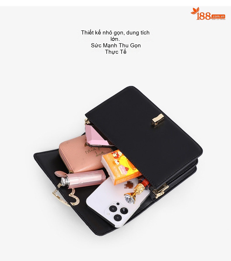Túi Đeo Chéo Nữ Dây Xích Phong Cách Thời Trang Cao Cấp Màu Đen chi tiết 7