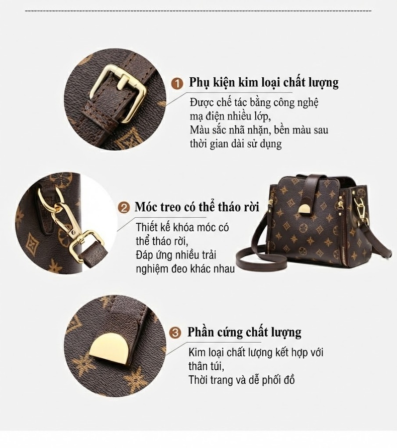 Túi Đeo Chéo Nữ Hình Thùng Nước Họa Tiết Cao Cấp Thời Trang chi tiết 4