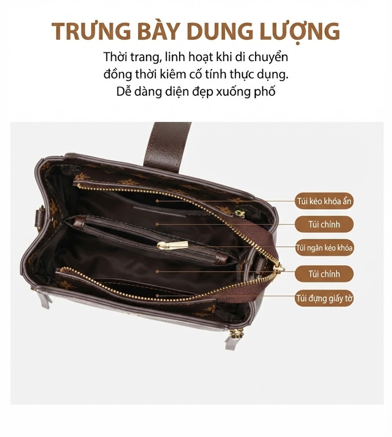 Túi Đeo Chéo Nữ Hình Thùng Nước Họa Tiết Cao Cấp Thời Trang chi tiết 5
