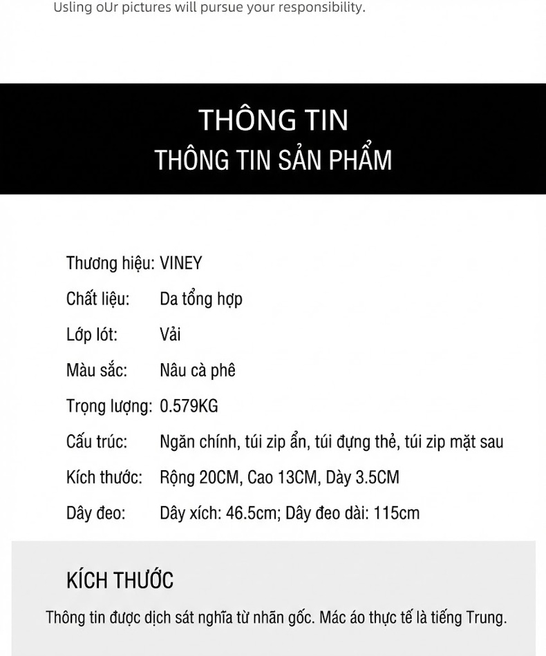 Túi Đeo Chéo Nữ Họa Tiết Chữ Xích Tay Cầm Da Bóng Cao Cấp Màu Nâu, Nâu Đậm chi tiết 5