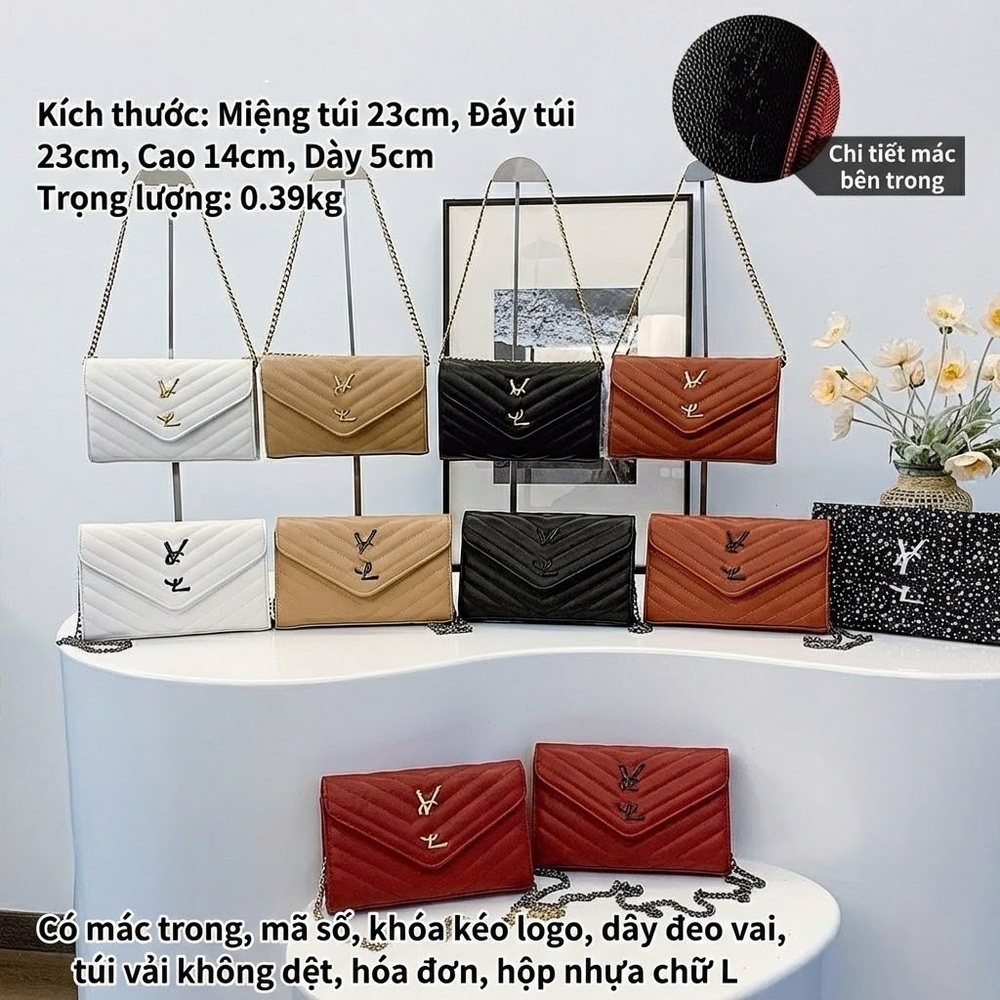 Túi Đeo Chéo Nữ Họa Tiết In Hình Dây Xích Phong Cách Tiểu Thư chi tiết 21