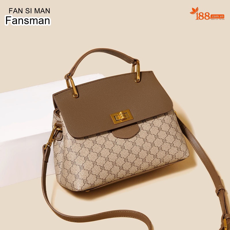 Túi Đeo Chéo Nữ Họa Tiết Vintage Cao Cấp Túi Xách Tay Nữ Màu Nâu
