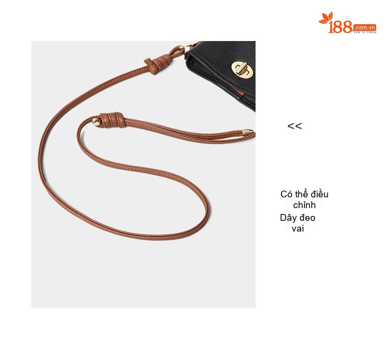Túi Đeo Chéo Nữ Mini Da Bóng Cao Cấp Phong Cách Hàn Quốc Màu Đen chi tiết 7