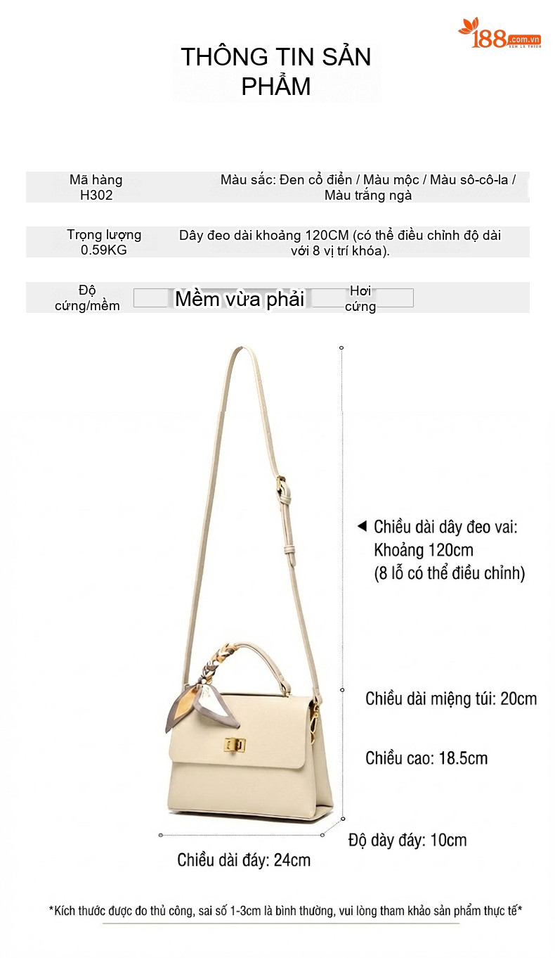 Túi Đeo Chéo Nữ Mini Da Mờ, Túi Xách Tay, Túi Đeo Vai Phong Cách Thời Trang Màu Kem, Nâu chi tiết 2