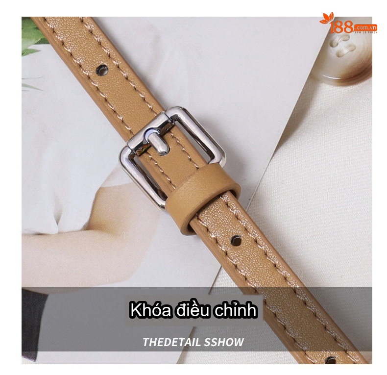 Túi Đeo Chéo Nữ Mini Da Thật Thiết Kế Hình Trụ Màu Nâu, Kem chi tiết 5