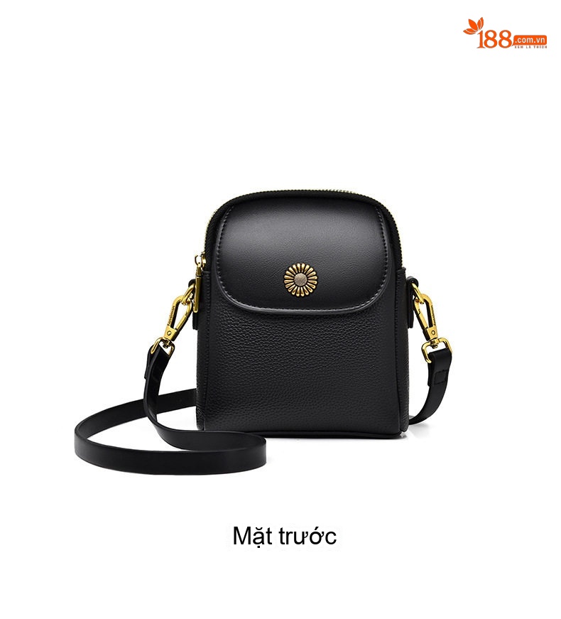 Túi Đeo Chéo Nữ Mini Đựng Điện Thoại Da Bóng Phong Cách Hàn Quốc Màu Kem, Nâu, Đen chi tiết 11