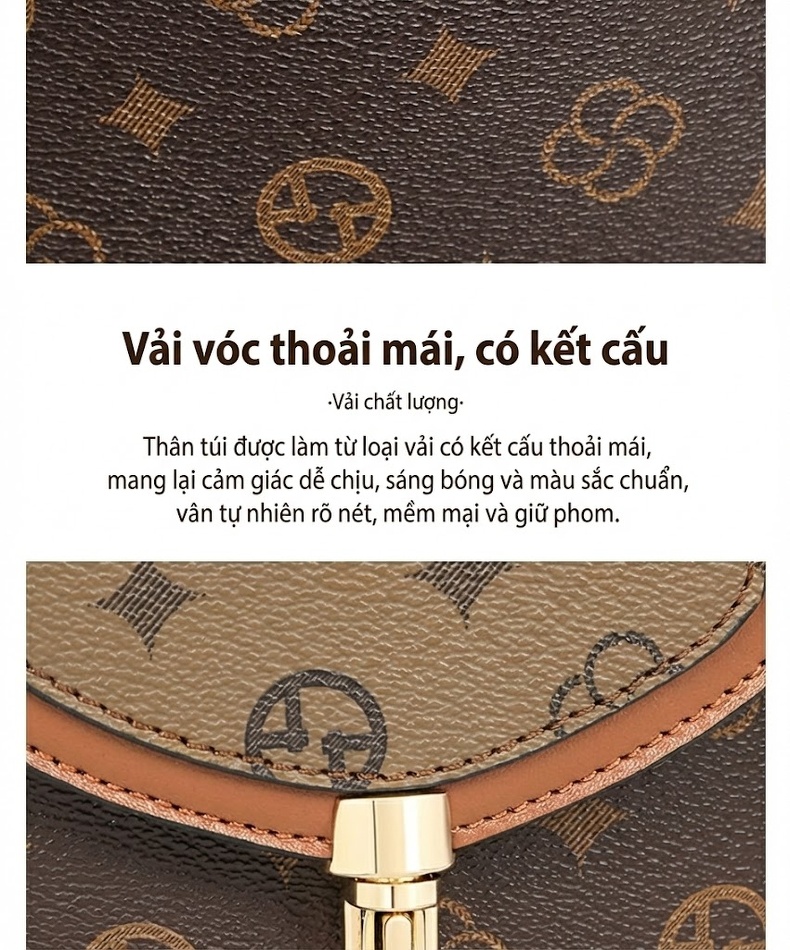 Túi Đeo Chéo Nữ Mini Đựng Điện Thoại Phong Cách Thời Trang Màu Nâu chi tiết 10